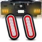 2x 6" 6 LED Oval Truck Tail Trailer Light Stop Brake Lamp Kit RED Color Car