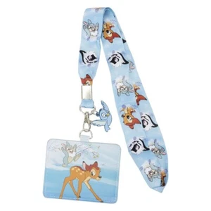 Bambi Lanyard Disney Snowy Day Loungefly + Card Holder Friends Thumper & Flower - Picture 1 of 2
