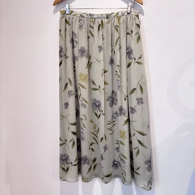 Falda Vintage Susan B Floral Cottagecore Midi-maxi Talla 14 Garden Fairy A111 Foto 1 de 4