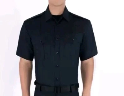 CAMISA HOMBRE AZUL 8910 MEZCLA RAYÓN MANGA CORTA 18-18.5 2X AZUL MARINO OSCURO NUEVA CON ETIQUETAS Foto 1 de 3