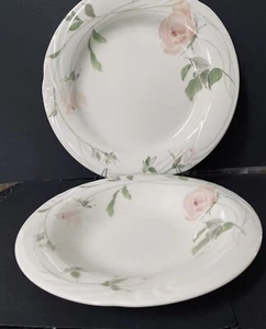 Set of 2 SANGO Sculpture Rose Fine China Dinner Plate Pasta Soup Bowl 1051 Japan - Picture 1 of 11