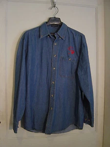 CAMISA UNISEX ""LA LOVING"" AZUL MEZCLILLA 7 BOTONES MANGA LARGA 100% ALGODÓN TALLA - Imagen 1 de 5