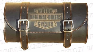 Borsa moto custom impuntura arancione original bikers 20x10 Portaattrezzi harley - Picture 1 of 3