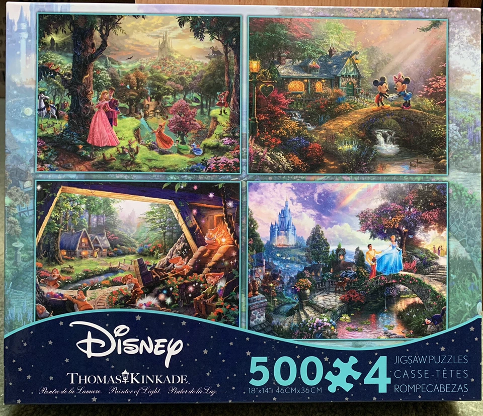 Ceaco Thomas Kinkade 4-In-1 Disney 500 Piece Jigsaw Puzzles