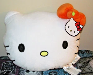 New Hello Kitty In Orange Pumpkin Bow Halloween Plush Pillow By Sanrio With Tag - Picture 1 of 1