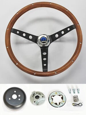 1970-1977 Dodge Dart Charger Demon Coronet Wood Steering Wheel 15" black spokes — 第 1/4 张图片
