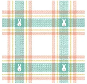 Spring Plaid Easter Bunny Fabric Shower Curtain 70 x 70 - New - Picture 1 of 2