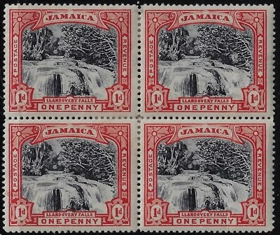 Jamaica 1900 1d. bloque caídas rojo y negro/4, MHR, Scott/SG 32. VF. CV$56+ (a3989a Foto 1 de 3