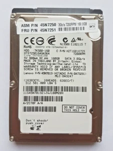 160 GB SATA Hitachi HTS725016A9A364 7200RPM 16MB HDD 2,5 " Internal Hard Drive - Picture 1 of 1