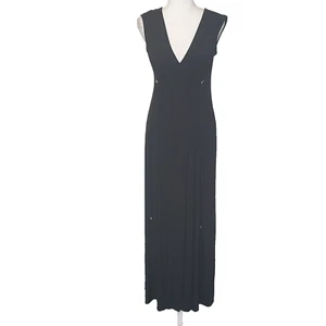 Sacha Drake Size 8 Black Sleeveless V-Neck Tie Maxi Formal Party Cocktail Dress - Picture 1 of 6