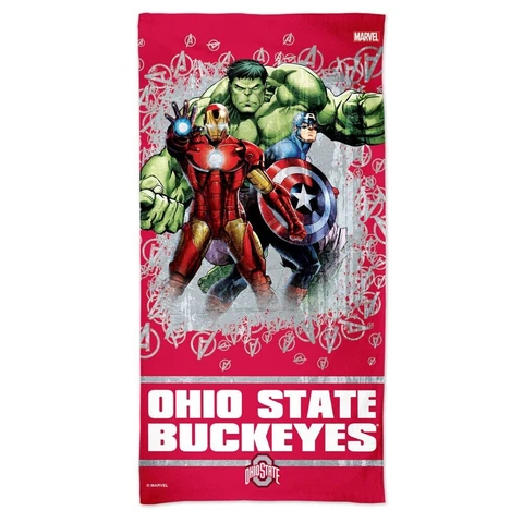 OHIO STATE BUCKEYES IRON MAN HULK CAPTAIN AMERICA 30"X60" BEACH TOWEL WINCRAFT Cover