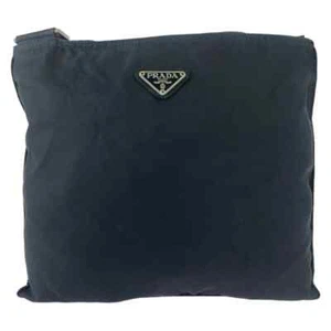 PRADA Tessuto Triangle with logo Diagonal Sholder bag Messenger bag black Nylon - Picture 1 of 9