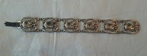 Vtg DANECRAFT 925 Sterling Silver Linked Carved Floral Bracelet - Picture 1 of 9