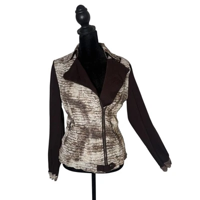 Alberto Makali Moto Biker Jacket Size S Brown Brick Zip Crinkled Statement - Image 1 of 4