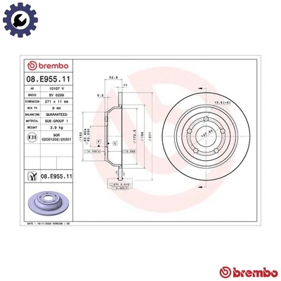 2x BRAKE DISC 08.E955.11 FOR FORD Q0JA 1.0L B7JG/M0JA/BZJA/B7JA/B7JB/B7JE 1.0L - Image 1 of 4