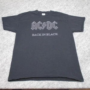 ACDC Back In Black Shirt Mens Large Rock Band Tee Gildan Ultra Cotton Concert - Picture 1 of 9