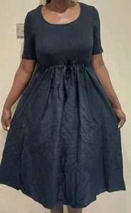 M&S Cotton Rich Midi Waisted T-Shirt Dress UK SIZE 16 REGULAR BLACK - Picture 1 of 13
