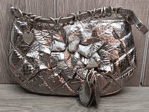 Tosca Blu 100% Gen Leather Handbag Pillow Purse Silver Chain Strap 10" x 5.5" - Picture 1 of 14