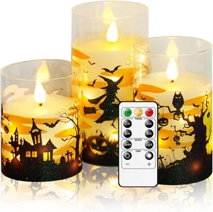 Halloween flammenlose Kerzen mit Fernbedienung - orange LED Kerzen & Lichterkette, Gl - Bild 1 von 12