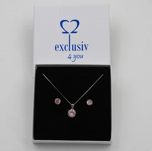 Morganit rosa Engelstein Set Anhänger Kette Ohrstecker Silber Oktober Geschenk - Bild 1 von 13