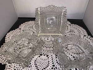 Diamond Cut Clear Dish With Sparkling Facets Ruffled Edges Dish / Candy Lot 3 - Picture 1 of 6