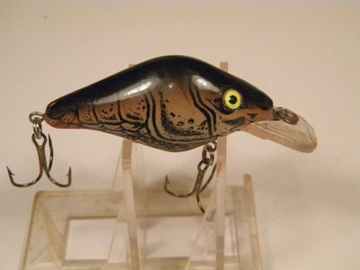 Señuelo vintage Manns Pig RazorBack marrón cangrejo sonajero crankbait Foto 1 de 3
