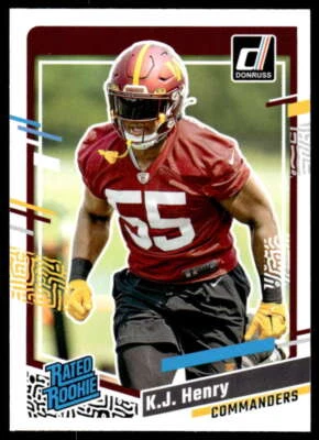 K.J. Henry RC 2023 Donruss #400 NFL Commanders Rated Rookie ID:89300 - Image 1 of 2