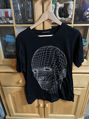 Christopher Kane Mujer XL Manga Corta Cabeza Geométrica Hombre M Camiseta Negra Foto 1 de 3