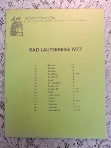 Bad Lauterberg 1977 GM Chess Tournament Bulltin Chess Club Match Notations - Picture 1 of 18
