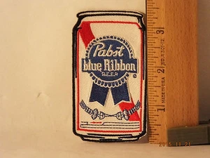 PBR Original PABST BLUE RIBBON BEER CAN STYLE EMBROIDERED IRON-ON PATCH - Picture 1 of 1