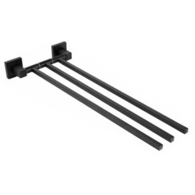PORTA ASCIUGAMANI 3 ASTE SUPPORTO PER BAGNO DA MURO ASTA CASA NERO 02122 - Immagine 1 di 2