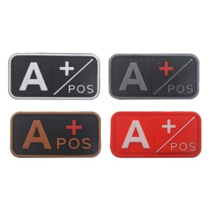 4 PCS 3D PVC Rubber A+ POS Blood Type Hook Patch Waterproof Back Fastener Badge - Picture 1 of 7