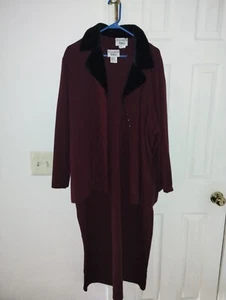 Plaza South Woman Dress And Sweater Maroon 2X Vintage  - Picture 1 of 4