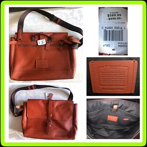💼 RARE COACH Men's F23204 Brown Leather Hudson Messenger Bag 🆕 NEW ✅ WITH TAGS - Picture 1 of 9