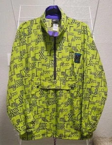 Kway 1/2 Zip Anorak Windbreaker Jacke Medium Neon Grün Violett Aztec Southwest - Bild 1 von 23