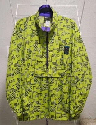 Chaqueta cortavientos Kway 1/2 cremallera Anorak mediana verde neón violeta azteca suroeste Foto 1 de 4