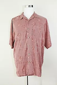 BIG DOGS Silk Hawaiian Casual Shirt SS Dusty Terracotta Dancers Cocktails XL #03 - Picture 1 of 10
