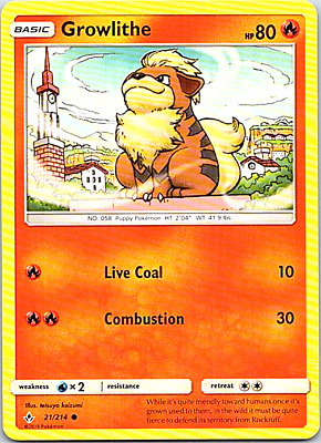 Growlithe 21/214 Pokemon Unbroken Bonds Light Play