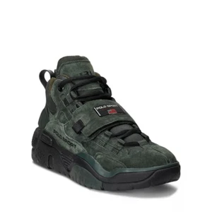 Polo Ralph Lauren Men's Lace Up High Top Sneakers Leather Forest Green Size 10 - Picture 1 of 12