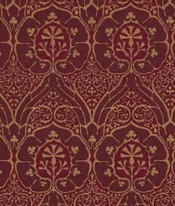 WILLIAM MORRIS CURTAIN FABRIC DESIGN "Voysey" 3 METRES (300 cm) RED LINEN MIX - Picture 1 of 5