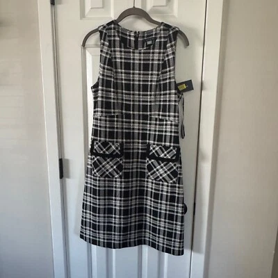 Tommy Hilfiger Womens Black and White Checked Dress Size 6 New with Tags - Image 1 of 4
