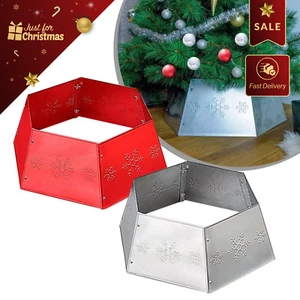 Christmas Tree Skirt Base Metal Cover Stand Hexagon Shape Xmas Decoration Basket - Picture 1 of 24