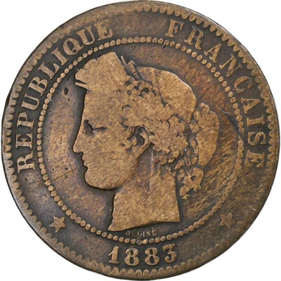 [#1288495] France, 10 Centimes, Cérès, 1883, Paris, Bronze, VF, Gadoury:265, a - Image 1 of 2