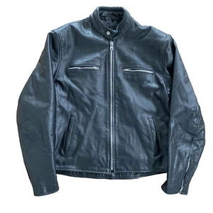 Xelement Black USA Leather Motorcycle Racing Biker Jacket Coat Lined Mens Large - Picture 1 of 7