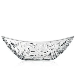 NEW Laurus Leaves Cut Crystal Oval Bowl Centerpiece Made in Italy 14" X 9" NIB - Picture 1 of 9