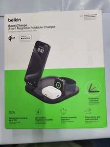 Belkin MagSafe Charger Compatible 3-in-1 Magnetic Foldable Charger 15W - Photo 1 sur 2