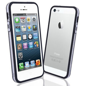 iPhone 5 5S SE Bumper Hülle Schutz Case Handy TPU Tasche Design Rahmen schwarz
