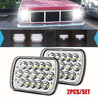Pair 7X6" Chrome LED Headlights Hi/Lo Beam fit GMC C1500 C2500 C3500 1979-1986 - Image 1 of 4