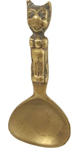 Brass Spoon Antique/Vintage Cat Figure Brass Spoon Collectable Vintage - Picture 1 of 7