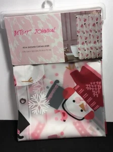 BETSEY JOHNSON JOLLY SNOWMAN PEVA SHOWER CURTAIN Christmas NIP - Picture 1 of 4